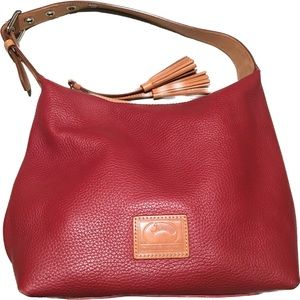 Dooney & Burke Pebbled Leather Tassel Hobo Shoulder Handbag